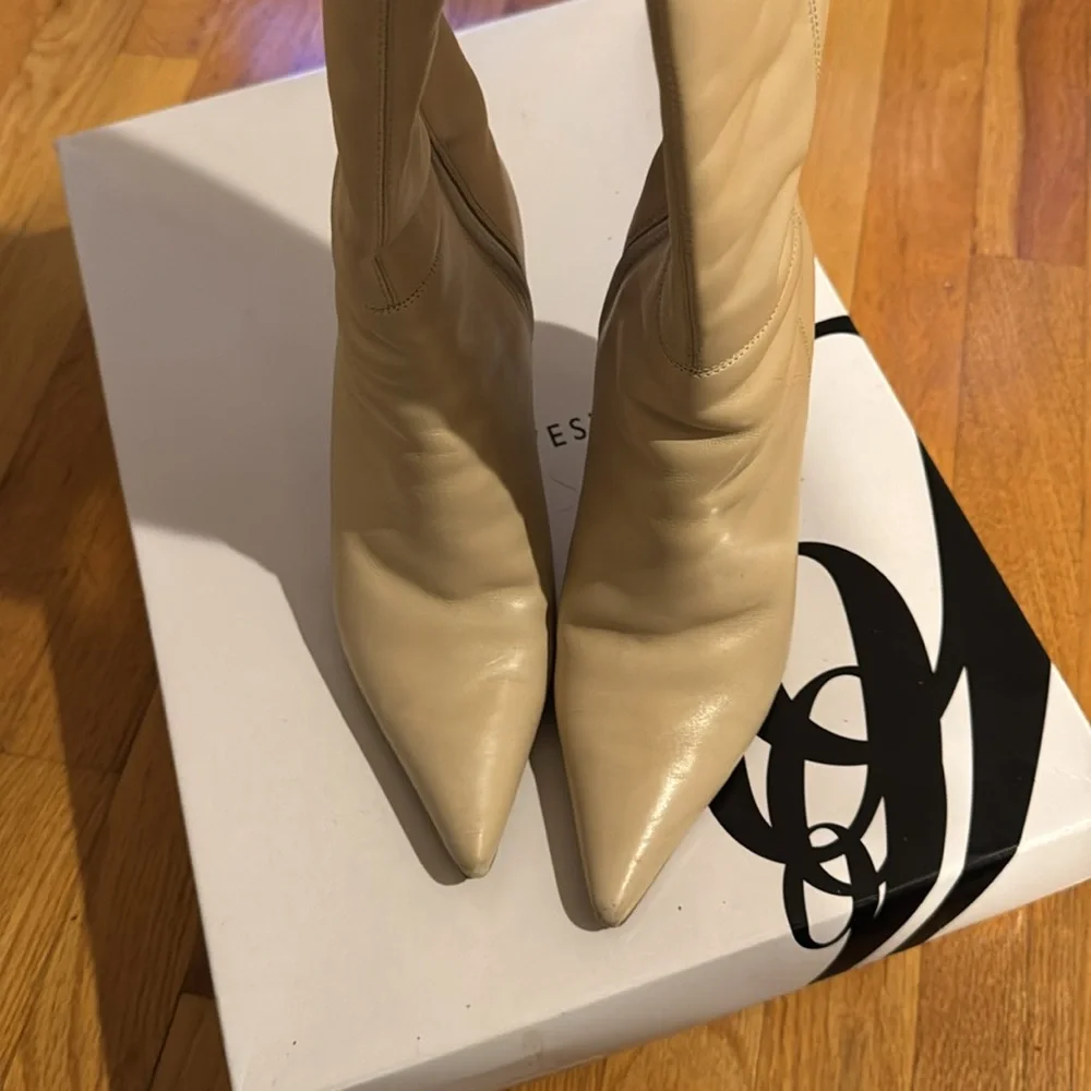 NINE WEST• leather heel pointed boots - Picture 7 of 15